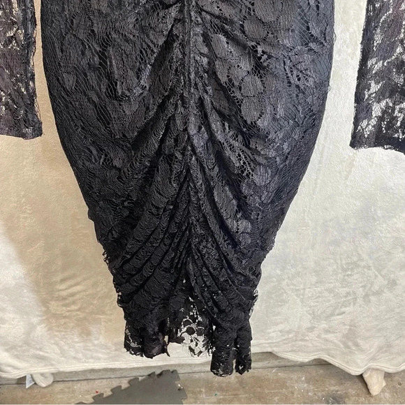 Vintage Jay Jacobs 80s gothic black lace dress whimsigoth cacoon sheath  Medium - Picture 3 of 10